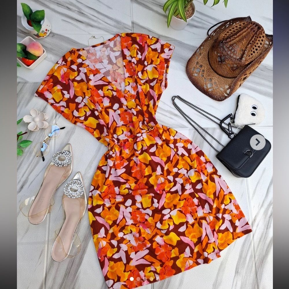 🧡Nine West Fall Dolman Sleeve Wrap Dress Absract XXL🧡
